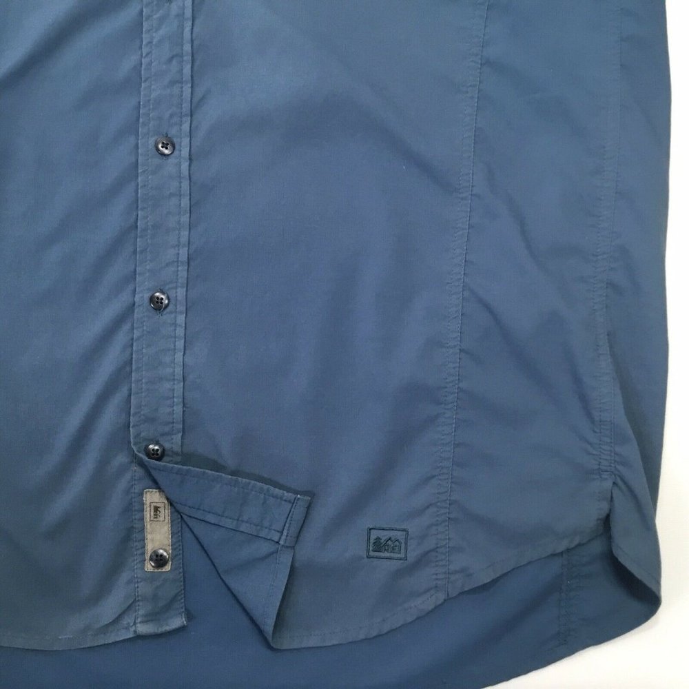 REI Vented Men's XL Shirt Short Sleeve Button Fishing Blue Green Hiking Outdoor - Picture 9 of 10